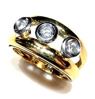 Ring Woman Anni '80 in Yellow Gold Diamante TRILOGY DIA CT 0.26 VS/G